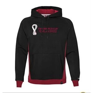 FIFA World Cup Qatar 2022 Hoodie Black Red Logo Pullover Hooded Sweatshirt‎ NWT